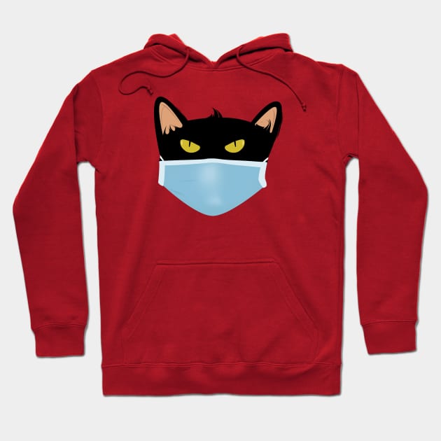 Black cat face wear face mask Hoodie by Rishirt